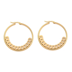 Золотой 304 обруч серьги из нержавеющей стали замке, форма цепи, золотые, 44x2 мм