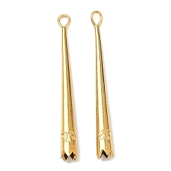 Настоящее золото 18K 304 подвески из нержавеющей стали, конусообразный кулон, ионное покрытие (ip), реальный 18 k позолоченный, 60x6.5 мм, отверстие : 3x4.5 мм