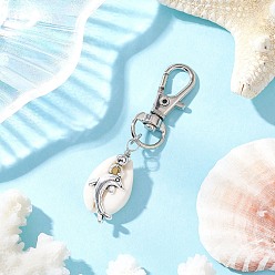 Dolphin Океан коллекция подвесные украшения из ракушек, подвески из сплава и поворотные застежки-шармы для украшений сумок, дельфин, 61 мм, Кулон : 28x14 мм