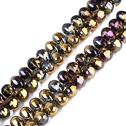 Camellia Electroplate Baking Paint Transparent Glass Beads Strands, Top Drilled Beads, Teardrop, Camellia, 13.5x9.5x9.5mm, Hole: 1~1.2mm, about 119~122pcs/strand, 21.46~23.43 inch(54.5~59.5cm)