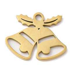 Золотой Рождественские 201 амулеты из нержавеющей стали, рождественский колокольчик, золотые, 12x14.5x1 мм, отверстие : 1.5 мм