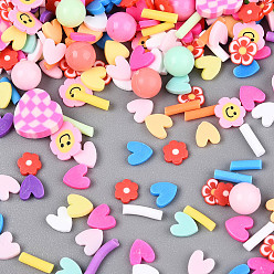 (52) Непрозрачная лаванда Ручной полимерной глины кабошонов, с пластиковым, разнообразные, разноцветные, 4~14x1~10x0.3~6 мм