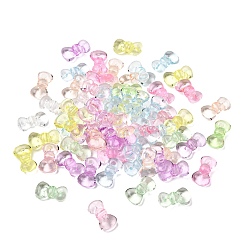 Bowknot Прозрачные акриловые бусины, разноцветные, граненые, бантом, 10.5x17.5x6.8 мм, отверстие : 2.2 мм, Около 781 шт / 500 г
