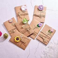 PeachPuff Kraft Paper Greeting Cards and Kraft Paper Envelopes Sets, Flower Theme, PeachPuff, 10.4~10.5x7.1~7.2cm, 16sets