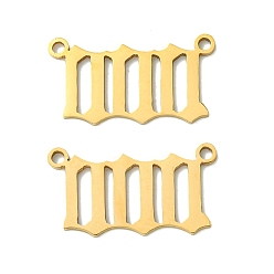 Real 18K Gold Plated 201 Stainless Steel Pendants, Laser Cut, Number 0 Charm, Real 18K Gold Plated, 12x22x1mm, Hole: 1.5mm