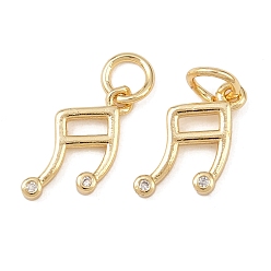 Настоящее золото 18K Латунные микро проложить кубического циркония подвески, прелести музыкальных нот, без кадмия и без свинца, стойки покрытие, долговечный, с целью перехода в кольце, реальный 18 k позолоченный, 12x10.5x1.5 мм, отверстие : 3.4 мм