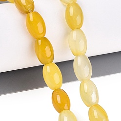 Gold Natural Agate Beads Strands, Dyed, Rice, Gold, 11.5~12.5x7.5~8.5mm, Hole: 1~1.2mm, about 31~33pcs/strand, 14.57~15.35 inch(37~39cm)