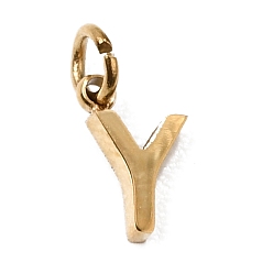 Letter Y 304 Edelstahl Reize, Brief Reize, poliert, Ionenbeschichtung (ip), echt 18 k vergoldet, Buchstabe y, 8x5x2 mm, Bohrung: 2.5 mm