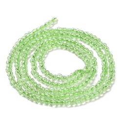 Yellow Green Transparent Glass Beads Strands, Faceted Round, Yellow Green, 2x2mm, Hole: 0.6mm, about 184pcs/strand, 14.49''(36.8cm)