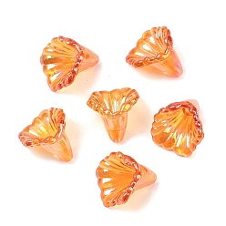 Темно-Оранжевый Прозрачные колпачки акриловая бисера, AB цвет, цветок, темно-оранжевый, 12x11x9 мм, отверстие : 1.2 мм