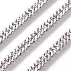 Stainless Steel Color Tarnish Resistant 304 Stainless Steel Curb Chains, with Spool, Unwelded, Stainless Steel Color, 3.8x1.5mm, Link: 5.5x3.8x0.6mm, about 32.8 Feet(10m)/roll