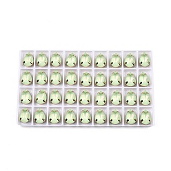 Перидот Aurora(jm) пришиваем горный хрусталь, граненый стеклянный горный хрусталь, многожильных ссылки, с латунной оправой золотистого цвета, слеза, перидот, 14x10x8 мм, отверстие : 1 мм