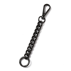 Gunmetal Aluminum Bag Curb Chains, Bag Strap Extender, with Alloy Swivel Clasp & Spring Gate Ring , Gunmetal, 15.3cm