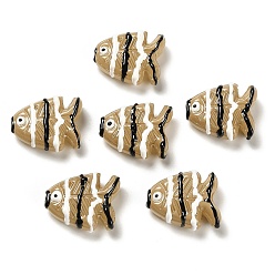Верблюжий Выпечка окрашенные стеклянные бусины, рыба, с эмалью, верблюжие, 18~18.5x22x8~8.5 мм, отверстие : 1.6 мм