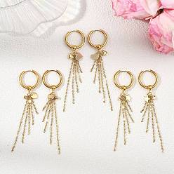 Mixed Shapes 3 пары 3 стили 304 серьги-кольца из нержавеющей стали для женщин, подвеска-цепочка с кабелем, золотые, разнообразные, 90x20~21x2.5 мм, о 1ПК/стиль