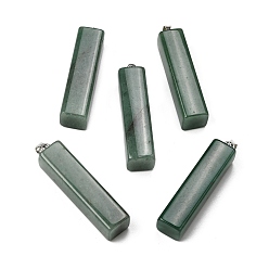 Зеленый Авантюрин Естественный зеленый авантюрин большие кулоны, прямоугольные подвески 304 с защелками из нержавеющей стали, цвет нержавеющей стали, 52~53.5x12~13x12~13 мм, отверстие : 4.8x6.8 мм