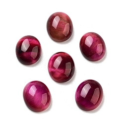 Тигровый глаз Окрашенный натуральный тигровый глаз кабошоны, овальные, средне фиолетовый красный, 12x10x4.5 мм