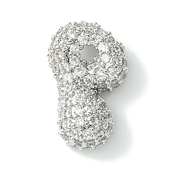 Letter P Подвески из латуни с покрытием из прозрачного кубического циркония, без кадмия и без свинца, долговечный, алфавит, платина, реальный 18 k позолоченный, Письмо P, 16.5x10x5 мм, отверстие : 3x1.8 мм