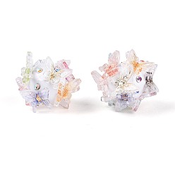 Разноцветный Бусины из полимерной глины ручной работы со стразами и смолой, круглые с бабочкой, для самодельных украшений и украшений для ручек, красочный, 21.5~25x21.5~25x21.5~25 мм, отверстие : 1 мм