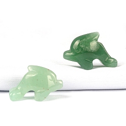 Зеленый Авантюрин Фигурки дельфинов из натурального зеленого авантюрина, для украшения рабочего стола домашнего офиса, 18x27x12 мм