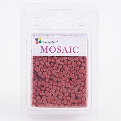 FireBrick Glass Mosaic Tiles Cabochons, for Crafts Art, Imitation Jade, Square, FireBrick, 4.8x4.8x3.5mm, about 200g/box