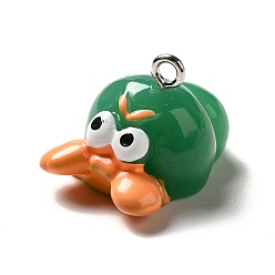 Зеленый Подвески из непрозрачной смолы морской серии, пагурское очарование, с железной фурнитурой с платиновым покрытием, зелёные, 16x15x24 мм, отверстие : 2 мм