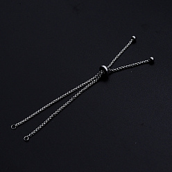 Stainless Steel Color Adjustable 201 Stainless Steel Slider Bracelets Making, Box Chain Bolo Bracelets Making, Stainless Steel Color, Single Chain Length: about 11.5cm