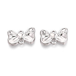 Платина Подвески-соединители в виде бантиков из сплава, стойки покрытие, без кадмия, без никеля и без свинца, платина, 11.5x18x3 мм, отверстие : 1.5~1.6 мм