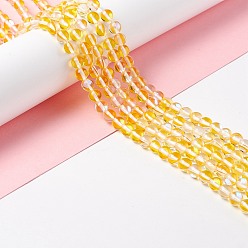 Желтый Синтетические лунные лучи, круглые, желтые, 6 мм, отверстие : 0.8 мм, около 63 шт / нитка, 14.57''~15.55'' (37~39.5 см)