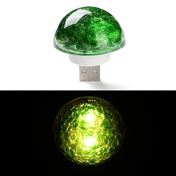 Зеленый Декоративная тарелка из смолы и эпоксидной смолы ночник, с настольной лампой usb декор стола в спальне, гриб, зелёные, 42x40 мм