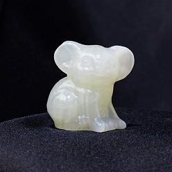 Нефрит Украшения дисплея скульптуры из натурального нефрита, для домашнего офисного стола, коала, 32x30 мм