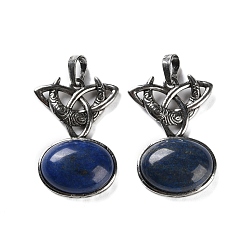 Ляпис-Лазурь Крашеные природные лазурит подвески, с латунной фурнитурой , без свинца и без кадмия, луна с овалом, 34x24x6 мм, отверстие : 6.5x5 мм
