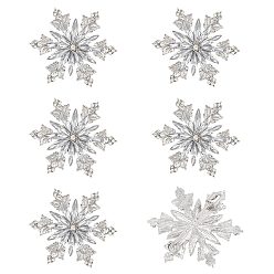 Platine Épingles à revers de Noël en alliage et strass, flocon de neige, avec de l'acrylique, platine, 34.5x40mm