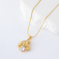 Золотой 3 шт. ожерелья из нержавеющей стали с подвеской в виде цветка и кристаллами из горного хрусталя для женщин, золотые, 15.75 дюйм (40 см)