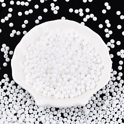 Белый Непрозрачная выпечка окрашены стеклянные бусины, круглые, белые, 4~4.5x3.5~4 мм, отверстие : 0.9~1 мм, Около 4500 шт / фунт