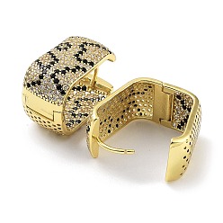 Настоящее золото 18K Прямоугольные серьги-кольца из латуни с микро-паве и кубическим цирконием для женщин, долговечный, без свинца и без кадмия, реальный 18 k позолоченный, 20x16x10.5 мм