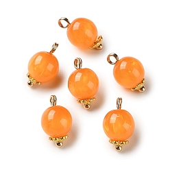 Оранжевый Подвески сплава cmолы, круглые подвески, с блеском порошок, золотые, оранжевые, 16x10 мм, отверстие : 2.5 мм