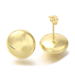 Настоящее золото 18K Серьги-гвоздики из латуни с покрытием стойки, долговечный, без кадмия и без свинца, плоско-круглые, реальный 18 k позолоченный, 15 мм