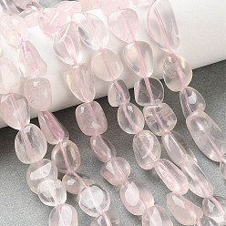 Розовый Кварц Природного розового кварца нитей бисера, самородки, упавший камень, 8~16.5x8~9x5~7 мм, отверстие : 0.9~1 мм, около 36~37 шт / нитка, 14.69~15.12 дюйм (37.3~38.4 см)