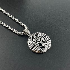 Нержавеющая Сталь Цвет 304 подвеска из нержавеющей стали в виде дерева жизни, винтажные мужские ожерелья в стиле панк-хип-хоп, цвет нержавеющей стали