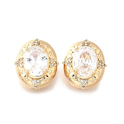 Настоящее золото 18K Латунные стеклянные бусины, без кадмия, без никеля и без свинца, овальные, реальный 18 k позолоченный, 14x11.5x7 мм, отверстие : 1.4 мм