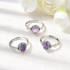 Аметист Природные палец кольца аметист, с реечной обшивкой латунными выводами, платина, 11 мм, внутренний диаметр: 18 мм