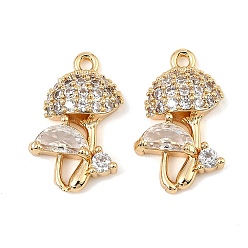 Прозрачный Латунные микро проложить кубического циркония подвески, грибное очарование, реальный 18 k позолоченный, прозрачные, 17x11x4 мм, отверстие : 1.2 мм