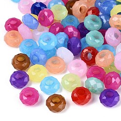 (52) Непрозрачная лаванда Имитация желе акриловые европейские бисер, рондель, большое отверстие шарик, граненые, разноцветные, 13.5x8 мм, отверстие : 5.5 мм, Около 657 шт / 500 г