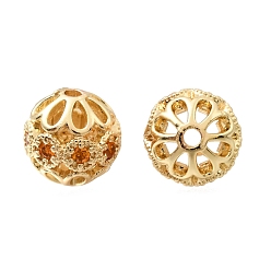 Light Gold Латунные микропаве из прозрачного кубического циркония, полый круглый, долговечный, стойки покрытие, золотой свет, 10 мм, отверстие : 1.6 мм