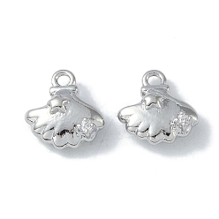 Shell Shape Украшения из коллекции океана, латунь с кубическими цирконами, без кадмия, без никеля и без свинца, Реальная платина, формы раковины, 10x9x4 мм, отверстие : 1.2 мм