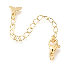 Настоящее золото 18K Карабин-лобстеры, латунные, с концевыми цепочками и подвесками в виде рыбьего хвоста, без кадмия, без никеля и без свинца, реальный 18 k позолоченный, 68 мм