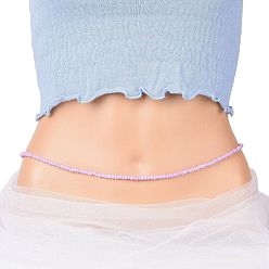 Plum Waist Beads, Glass Seed Beaded Stretch Waist Chain for Women, Plum, 31-1/2 inch(80cm), Beads: 5mm