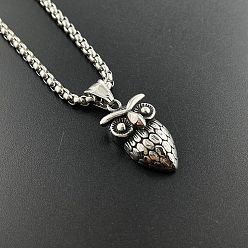 Нержавеющая Сталь Цвет Винтажное панк-ожерелье с подвеской в виде совы 304 ювелирное украшение унисекс из нержавеющей стали, цвет нержавеющей стали