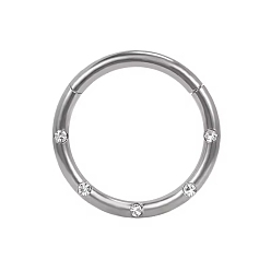 Платина F136 кольца для носа с микропаве из титана и прозрачным кубическим цирконием, платина, 10.5x1.5 мм, внутренний диаметр: 7.8 мм